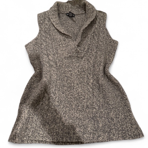 Athleta Marled Gray Sleeveless Sweater Vest Lambswool Silk & Cashmere Size M - Picture 3 of 8